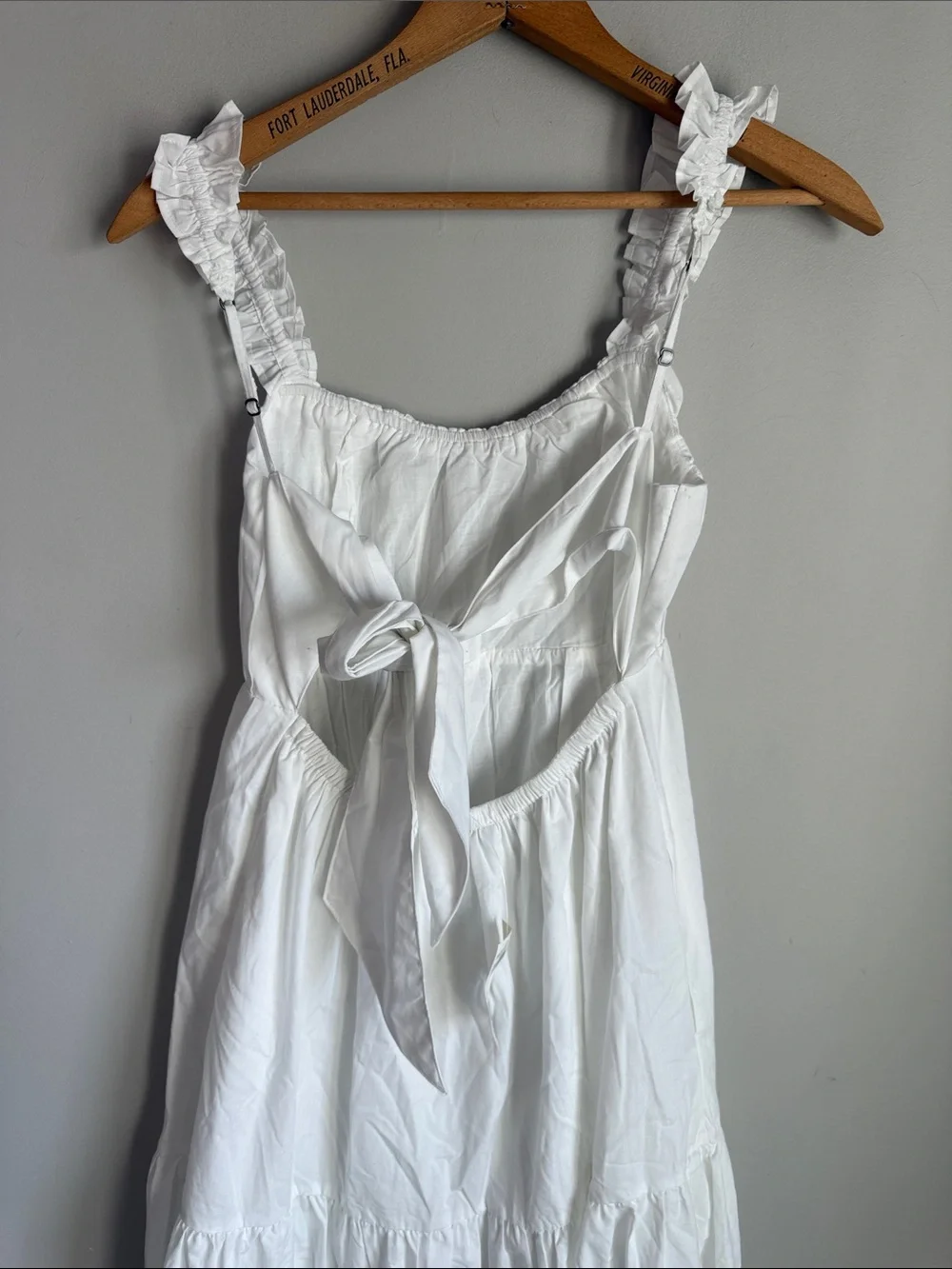 NEW Abercrombie & Fitch poplin bow back ruffle strap maxi dress MP